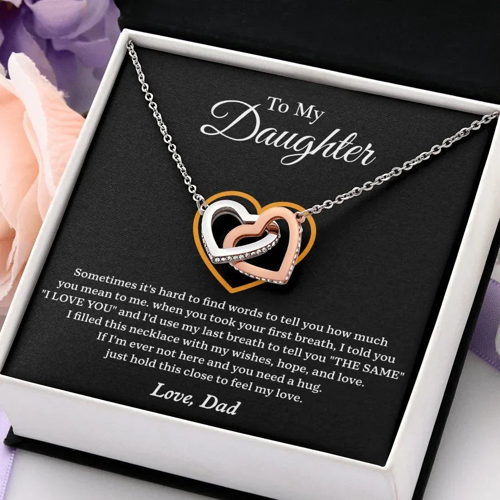 To My Daughter Interlock Heart Necklace – Gift from Dad
