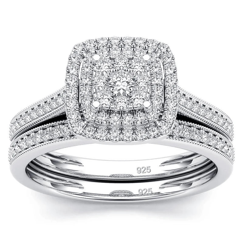 2pcs Moissanite Ring Set For Woman Original 925 Sterling Silver