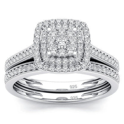 2pcs Moissanite Ring Set For Woman Original 925 Sterling Silver