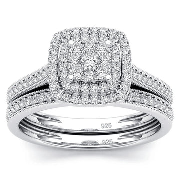 2pcs Moissanite Ring Set For Woman Original 925 Sterling Silver