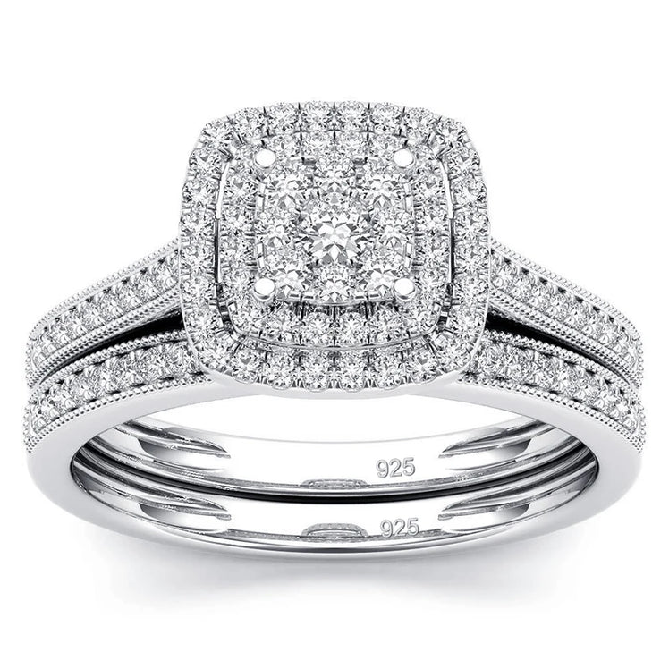 2pcs Moissanite Ring Set For Woman Original 925 Sterling Silver