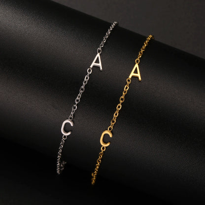 Custom Initial Letter Bracelet For Women - Stainless Steel