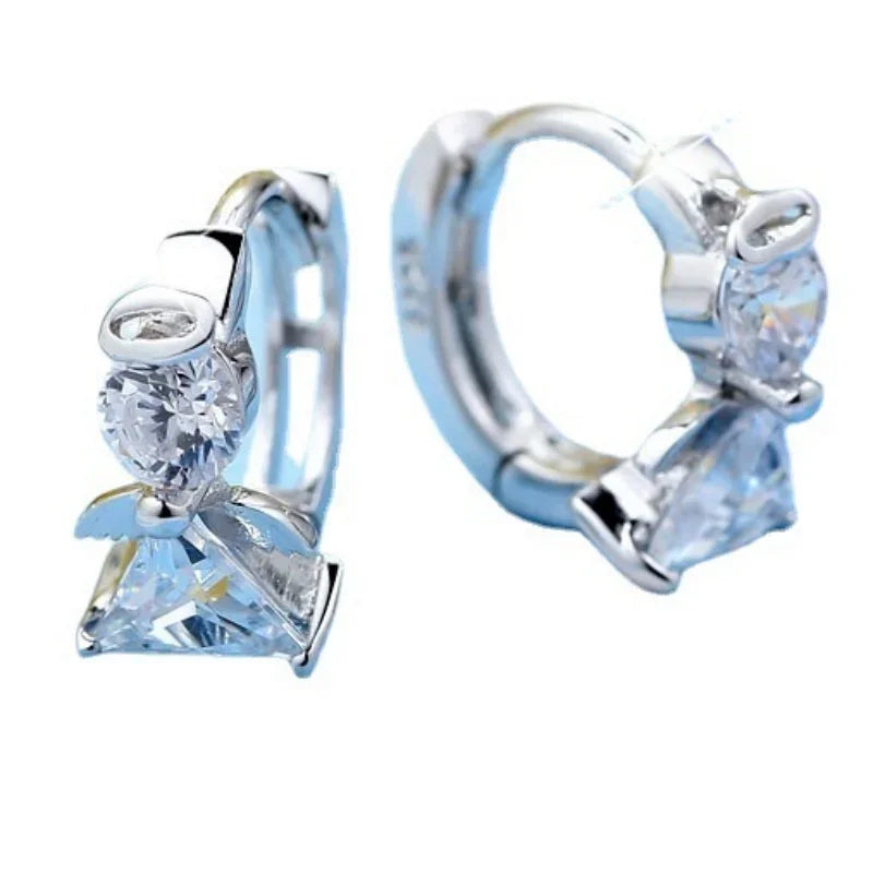 925 Sterling Silver Angel Hoop Earrings