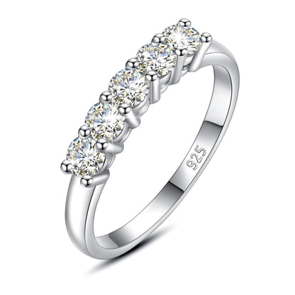 5 Stone Moissanite Ring Silver 925 100% Rose Gold Plated