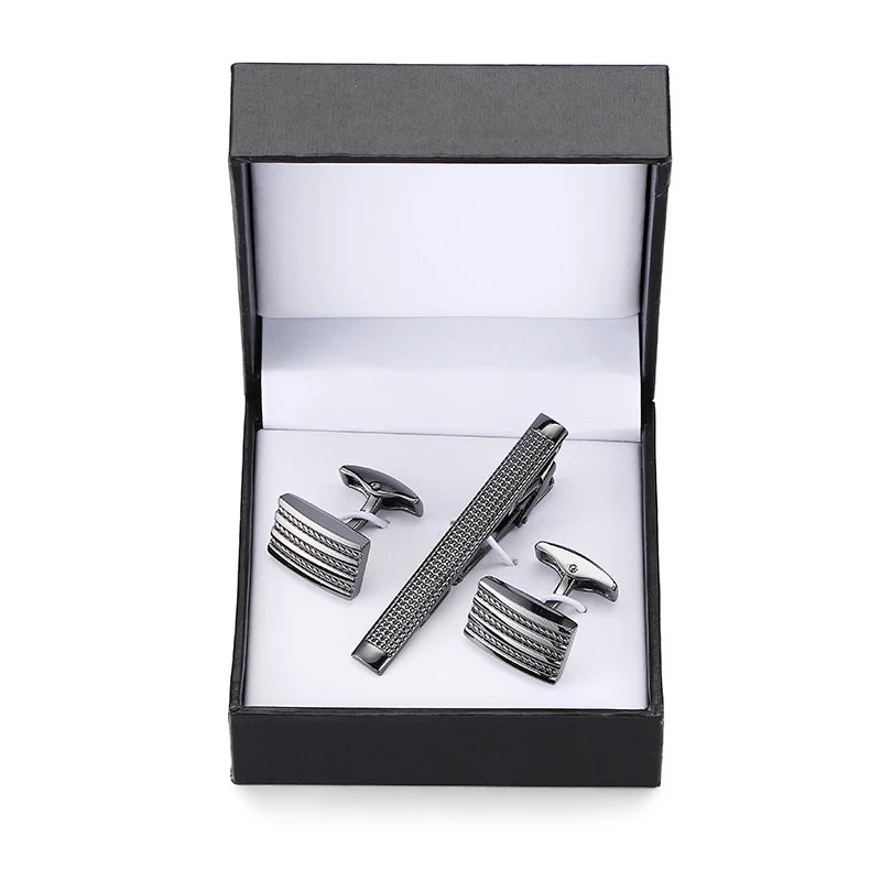 Cufflinks and Tie Clip Set Men's French Shirt Cufflinks