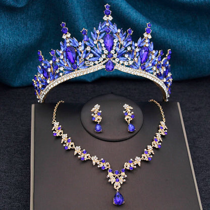 Princess Crown Bridal Jewelry Set for Women – Tiaras, Necklace & Earrings