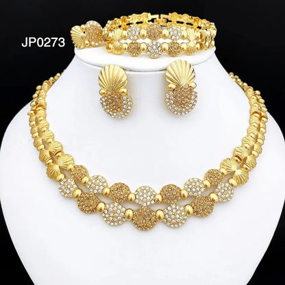 Elegant Italian 24K Gold Plated Jewelry 4pcs Set