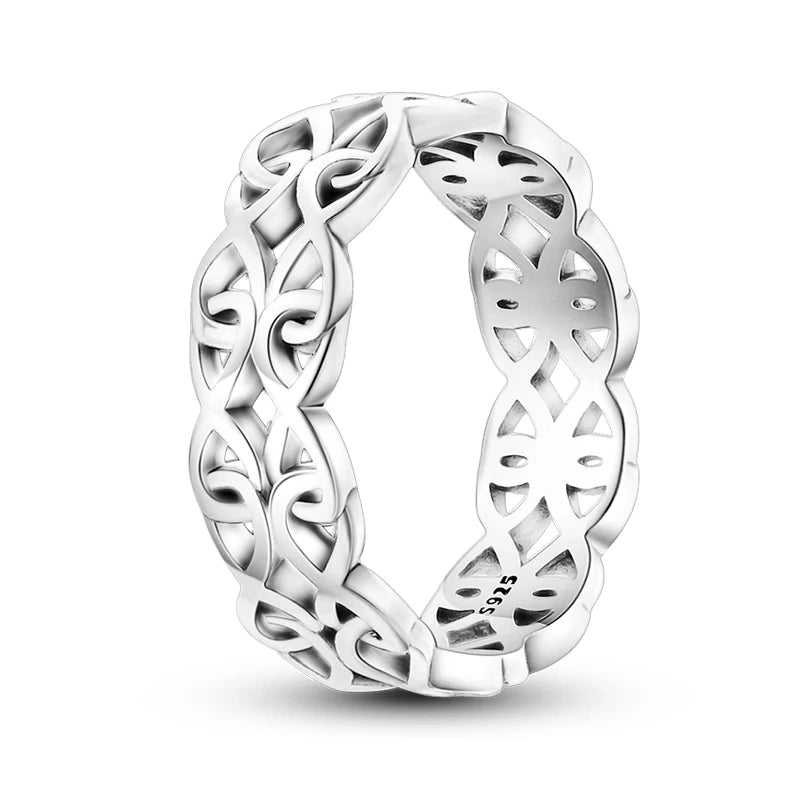 925 Sterling Silver Geometric Overlapping Zircon Rings