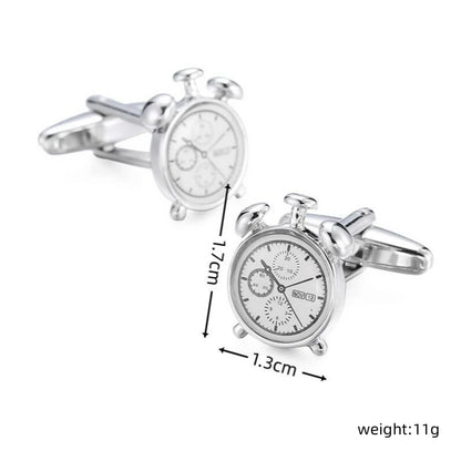 Vintage Clock Cufflinks Men's French Shirt Cufflinks Copper Material Clock Alarm