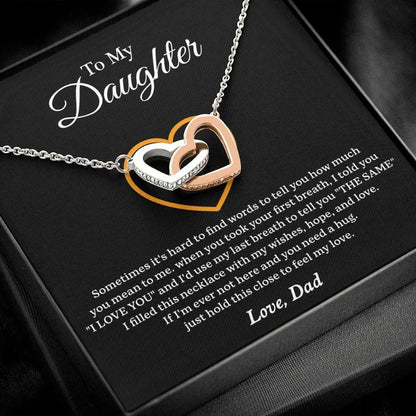 To My Daughter Interlock Heart Necklace – Gift from Dad