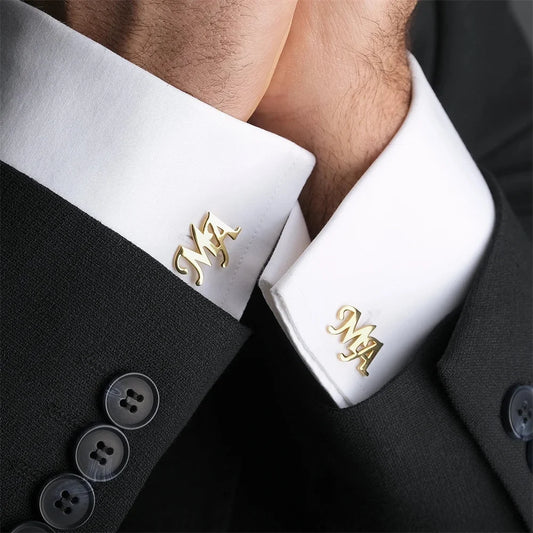 Personalized Groom Cufflinks Custom Men's Initials Jewelry Gift