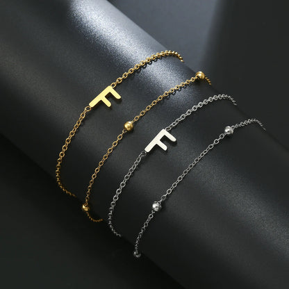 New Fashion A-Z Letter Double Layer Bracelets Simple Stainless