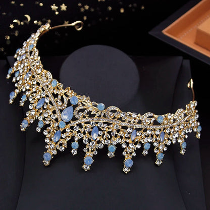 Vintage Royal Queen Bridal Wedding Crown with Jewelry Sets For Women