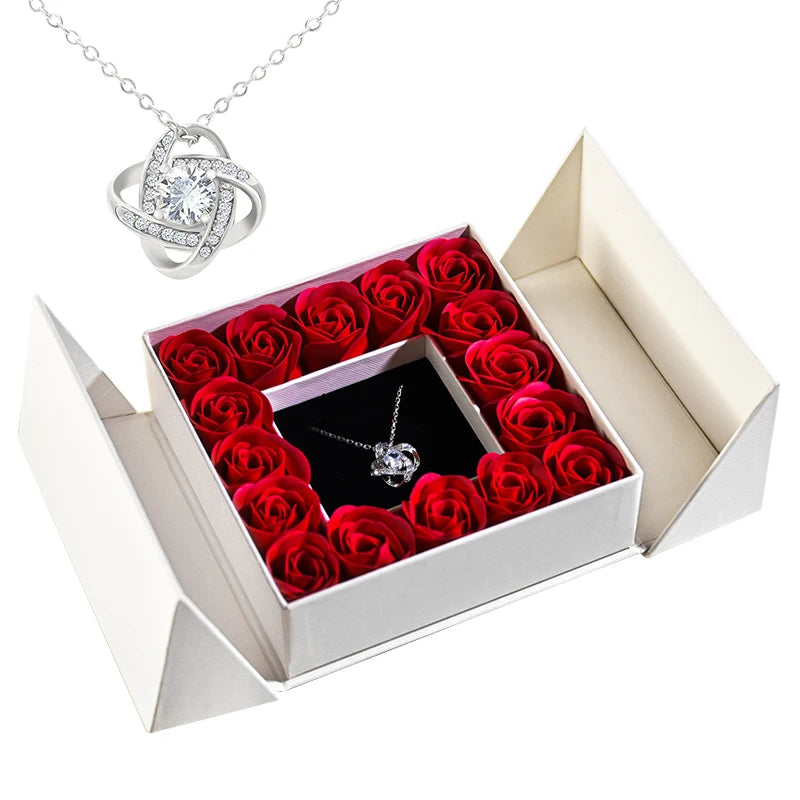 Elegant Pendant Necklace with Eternal Soap Rose Gift Box