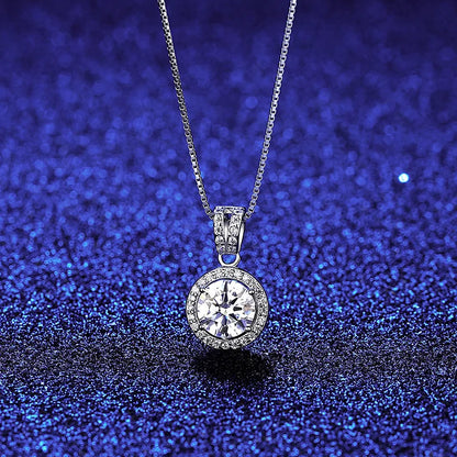 1 Carat Moissanite Diamond Pendant Necklaces For Women 925 Sterling Silver