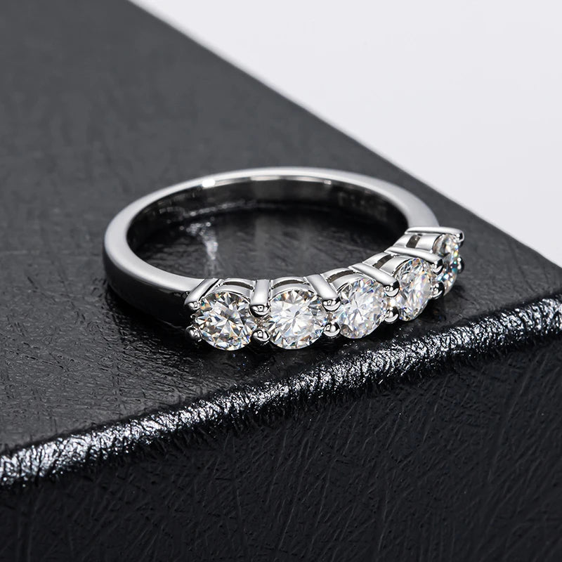 4mm D Color VVS Moissanite Ring For Women Total 1.5CT S925 Sterling Silver Jewelry