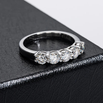 4mm D Color VVS Moissanite Ring For Women Total 1.5CT S925 Sterling Silver Jewelry