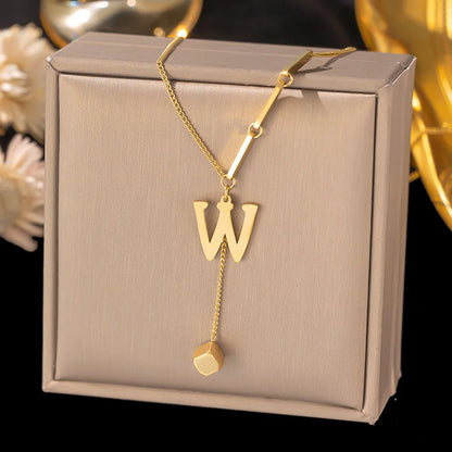 Initial Letter Stainless Steel Pendant Necklace for Women