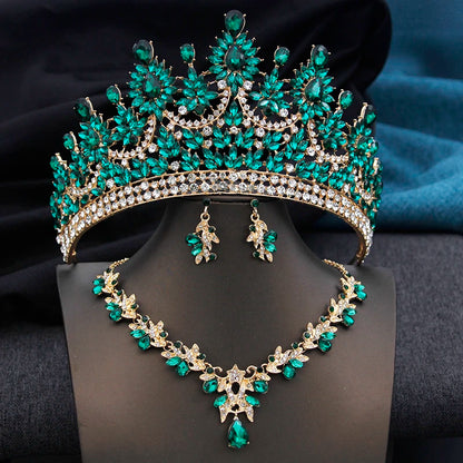 High Opal Pink Tiaras and necklace earrings Bridal Jewelry Sets for Women