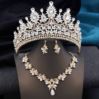 High Opal Pink Tiaras and necklace earrings Bridal Jewelry Sets for Women