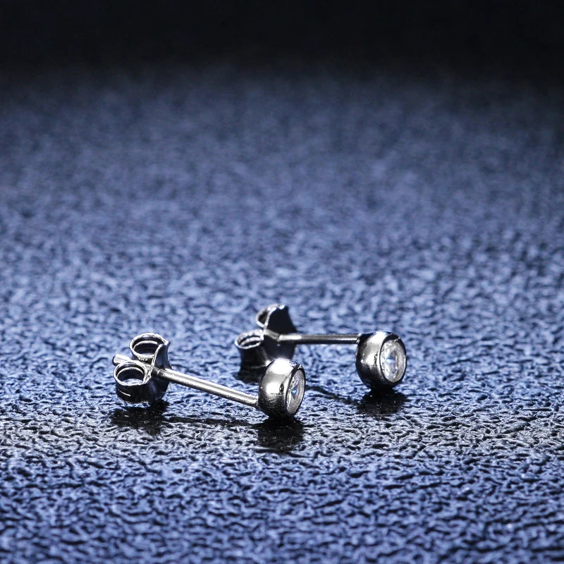 Round 3mm Moissanite Diamond Stud Earrings in 925 Silver