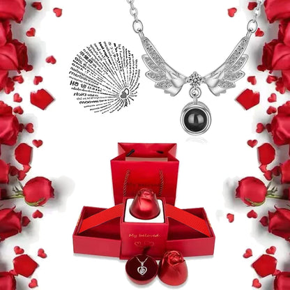 I Love You Projection S925 Necklace – 100 Languages with Rose Gift Box