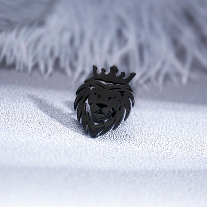Crown Lion Men's Brooch Stainless Steel For Parties