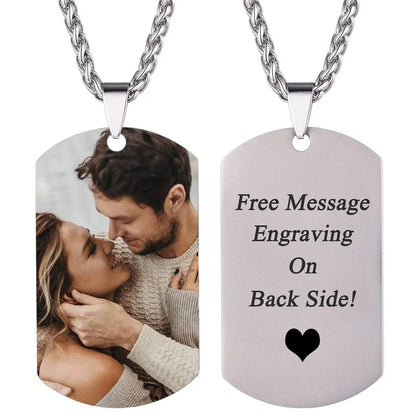 Custom Colorful Photo Necklace Stainless Steel - Personalized Engraved Text/Date Necklaces