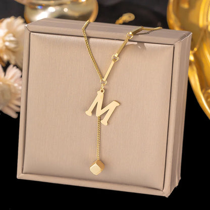 Initial Letter Stainless Steel Pendant Necklace for Women