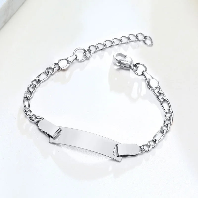 Engraved Baby Name Bracelet Custom Letter Date Kids Jewelry Stainless Steel