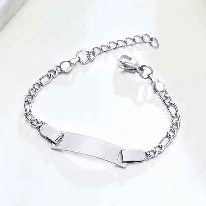 Engraved Baby Name Bracelet Custom Letter Date Kids Jewelry Stainless Steel