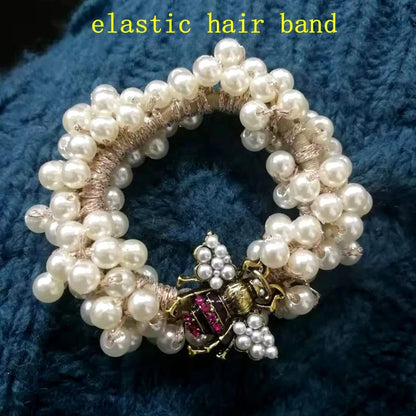 Luxury Handmade Elastic Pearl Bee Bracelet Bangle Jewelry For Women Party Gift