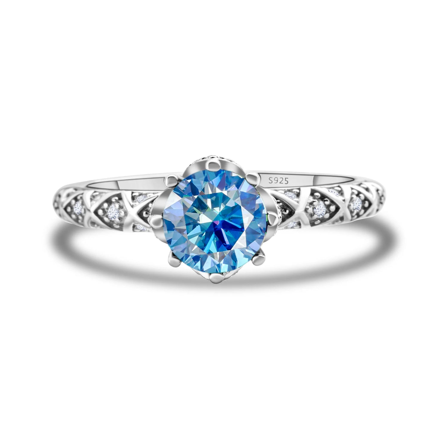 1 Carat 6.5mm D Color Moissanite Engagement Ring 925 Sterling Silver