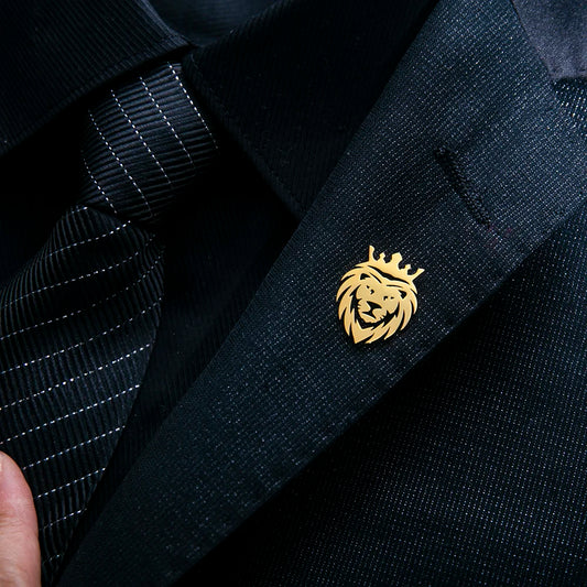 Crown Lion Men's Brooch Stainless Steel For Parties