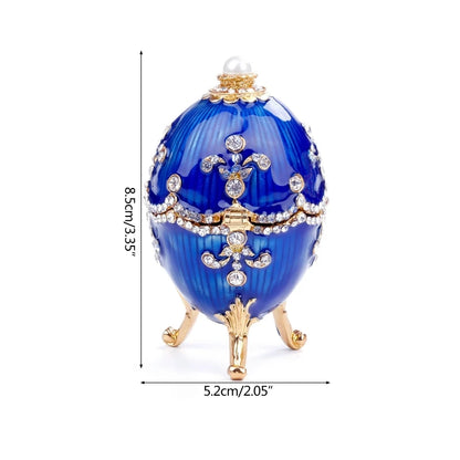 Easter Fabergé Egg Trinket Box – Hinged Enamel Jewelry Ornament