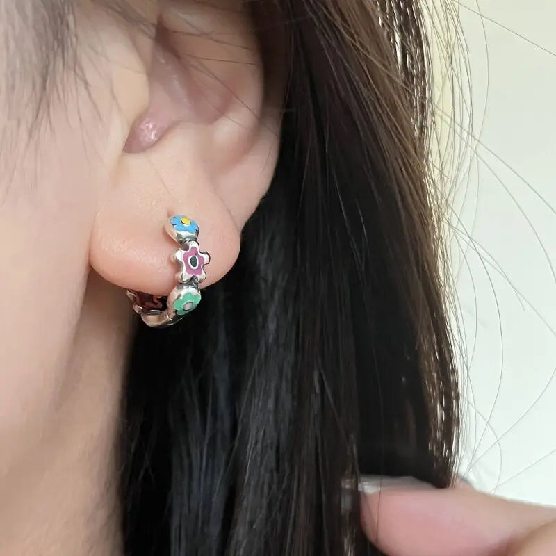 925 Sterling Silver Flower Drop Earrings Jewelry Gift For Women