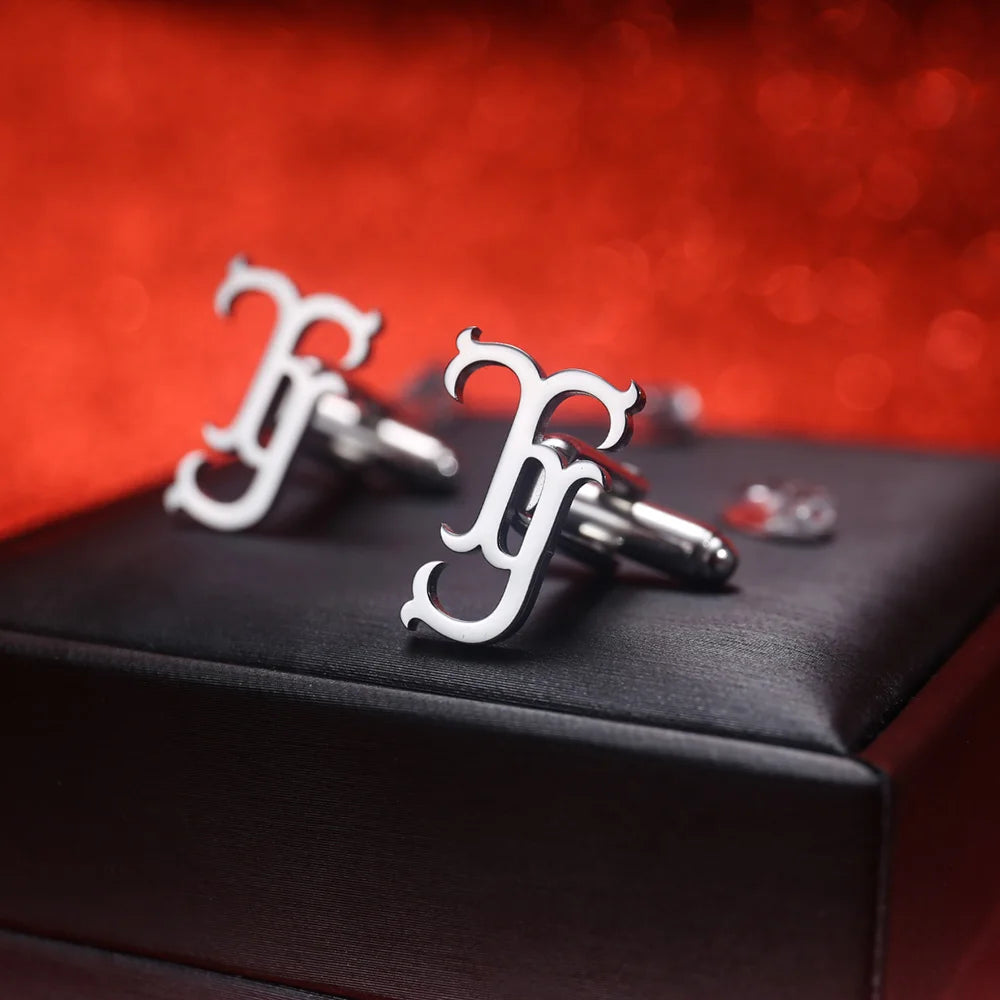 Personalized Initials Stainless steel Cufflinks for Men with PU Gift Box