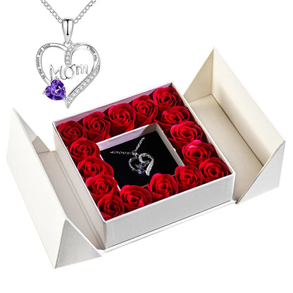 Elegant Pendant Necklace with Eternal Soap Rose Gift Box