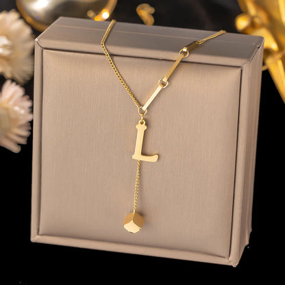 Initial Letter Stainless Steel Pendant Necklace for Women