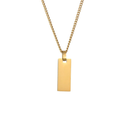 Unisex Custom Photo Name Rectangle Pendant Necklace Stainless Steel
