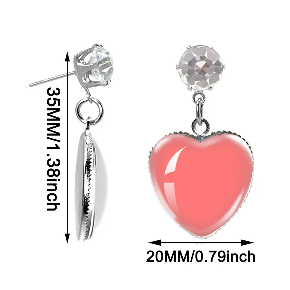 Custom Photo Heart-Shaped Drop Earrings