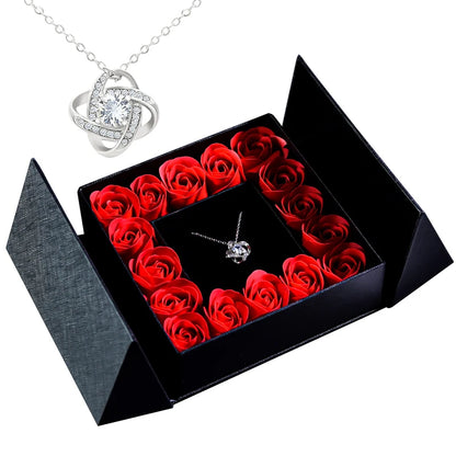 Elegant Pendant Necklace with Eternal Soap Rose Gift Box