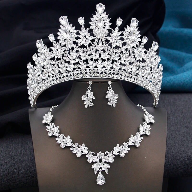 High Opal Pink Tiaras and necklace earrings Bridal Jewelry Sets for Women