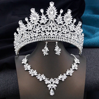 High Opal Pink Tiaras and necklace earrings Bridal Jewelry Sets for Women
