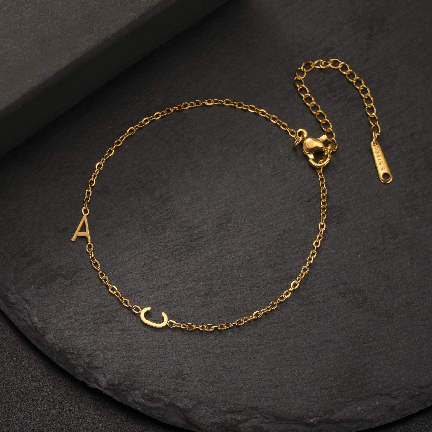 Custom Initial Letter Bracelet For Women - Stainless Steel
