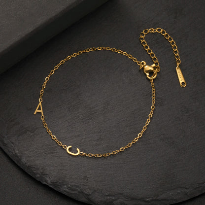 Custom Initial Letter Bracelet For Women - Stainless Steel