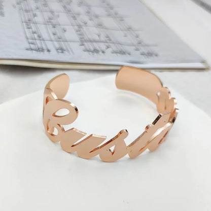 Custom Name Bangle for Women Adjustable Stainless Steel Jewelry Gift