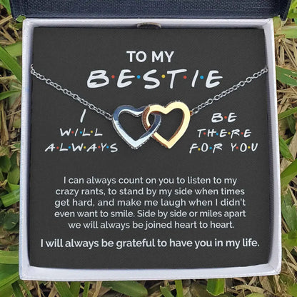 To My Bestie – Double Interlocked Heart Necklace