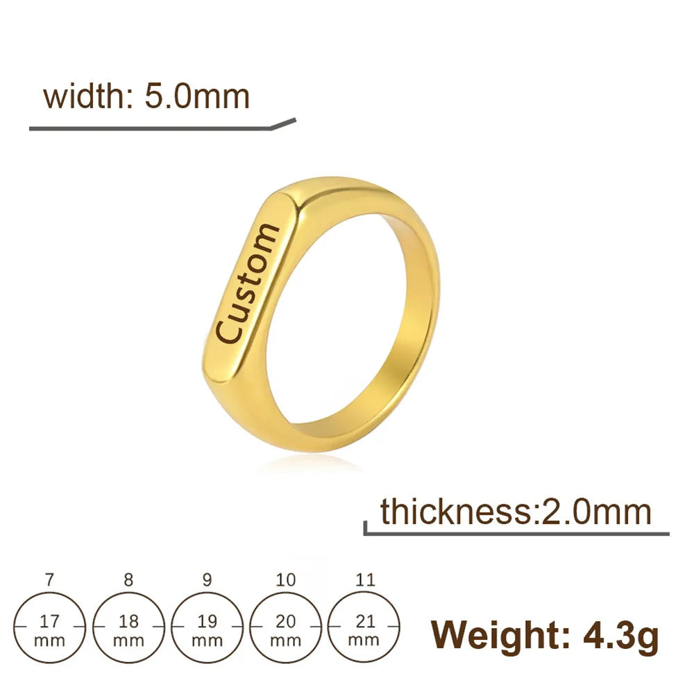 Name Date Customized Rings – Personalized Jewelry for Women Men Stainless Steel