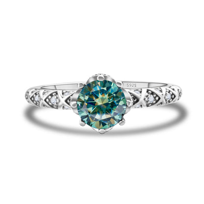 1 Carat 6.5mm D Color Moissanite Engagement Ring 925 Sterling Silver